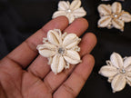 Cowrie Shell Applique Patches: Beaded Floral Boho Embellishments, Set of 5