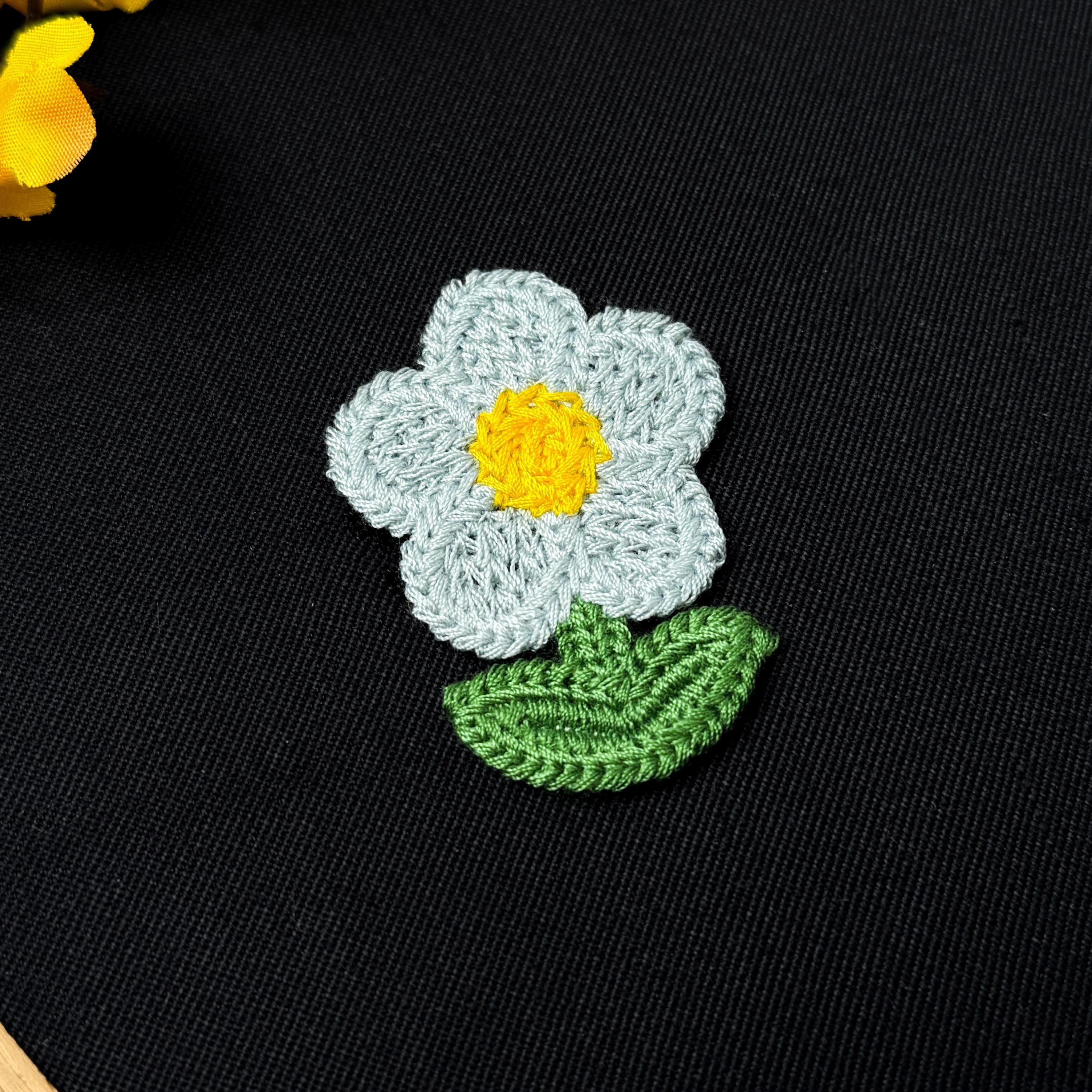 Floral Crochet Applique Patches: Blue & Yellow Embroidered Set