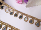 Mirrorwork Sari Trim: Scalloped Indian Lace, Choker Border - 2cm