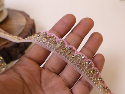 Threadwork Scalloped Trim Lace: Red, Pink, Olive Indian Sari Border