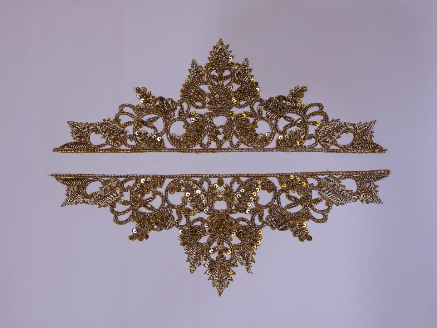 Zardozi Sleeve Patches: Antique Gold Indian Applique (1 Pair)