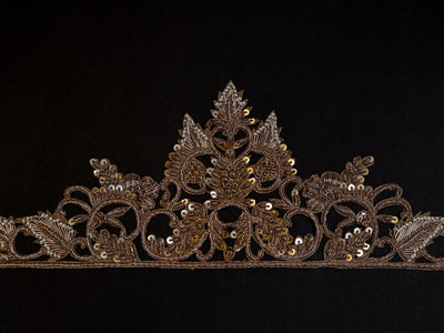 Zardozi Sleeve Patches: Antique Gold Indian Applique (1 Pair)