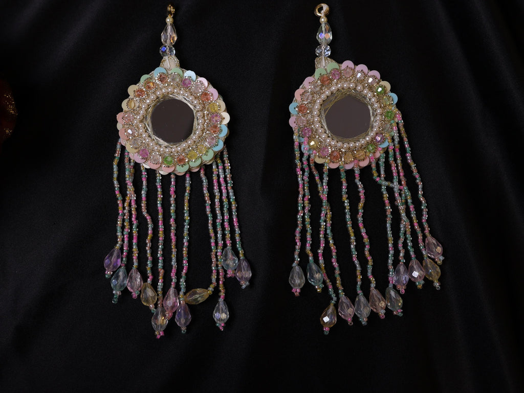 Sequin & Crystal Tassel Latkans: Indian Wedding Decor - 16cm