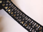 Mirror Cutwork Trim Lace: Matt Dark Indian Sewing Border, 4cm