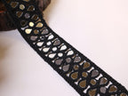 Mirror Cutwork Trim Lace: Matt Dark Indian Sewing Border, 4cm