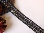 Mirror Cutwork Trim Lace: Matt Dark Indian Sewing Border, 4cm