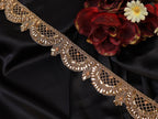 Champagne Gold Rhinestone Kundan Jali Trim: Indian Sari Embellishment