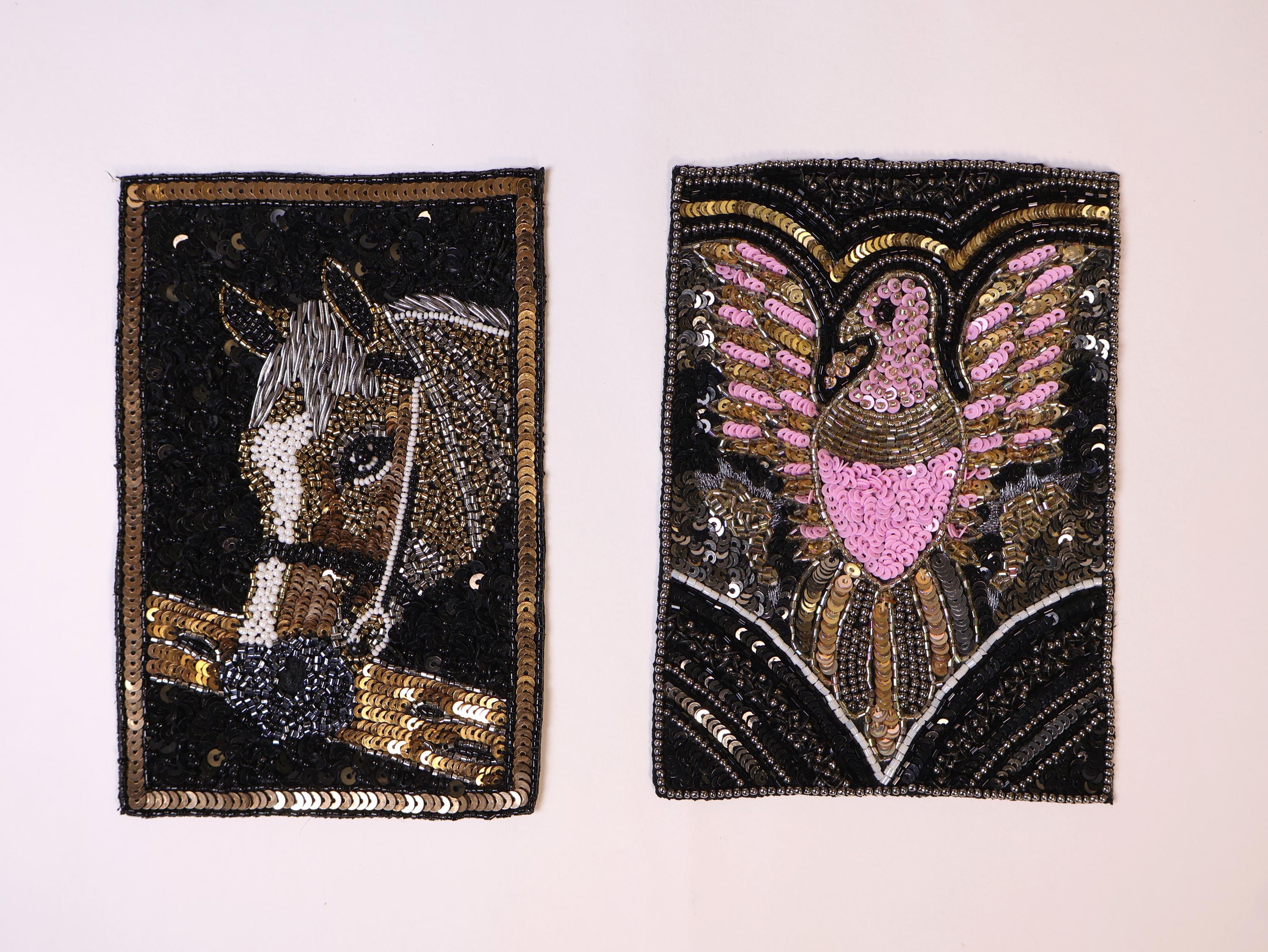 Embroidered Horse & Eagle Patch: Handmade Sew-On Applique