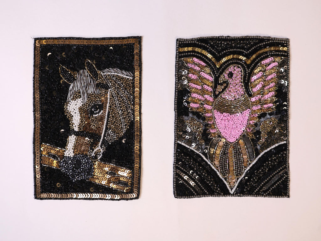 Embroidered Horse & Eagle Patch: Handmade Sew-On Applique