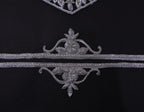 Zardozi Embroidered Neckline Patch with Sleeves: Metallic Silver Indian Applique
