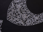 Zardozi Embroidered Neckline Patch with Sleeves: Metallic Silver Indian Applique