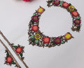 Floral Embroidered Neckline Patch Set: Indian Threadwork Appliqué