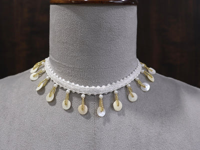 Coral Shell Pearl Choker: Handmade Boho Festival Jewelry