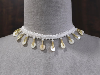 Coral Shell Pearl Choker: Handmade Boho Festival Jewelry