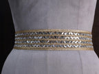 Gilded Bloom Gold Linear Mirror Embellished Waist Belt, Ethnic Statement Jewelry