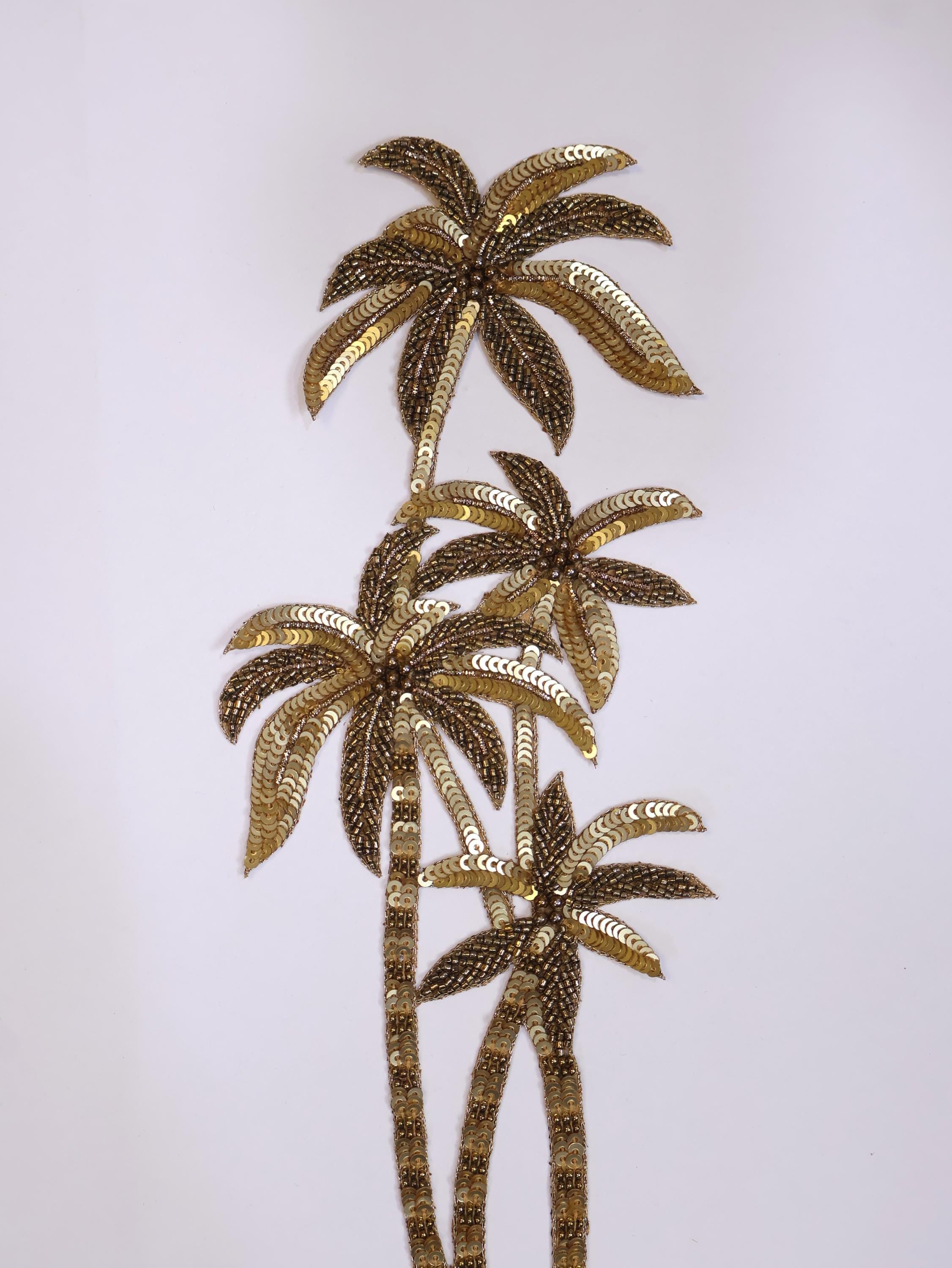 Gold Embroidered Tree Patch: Indian Floral Applique