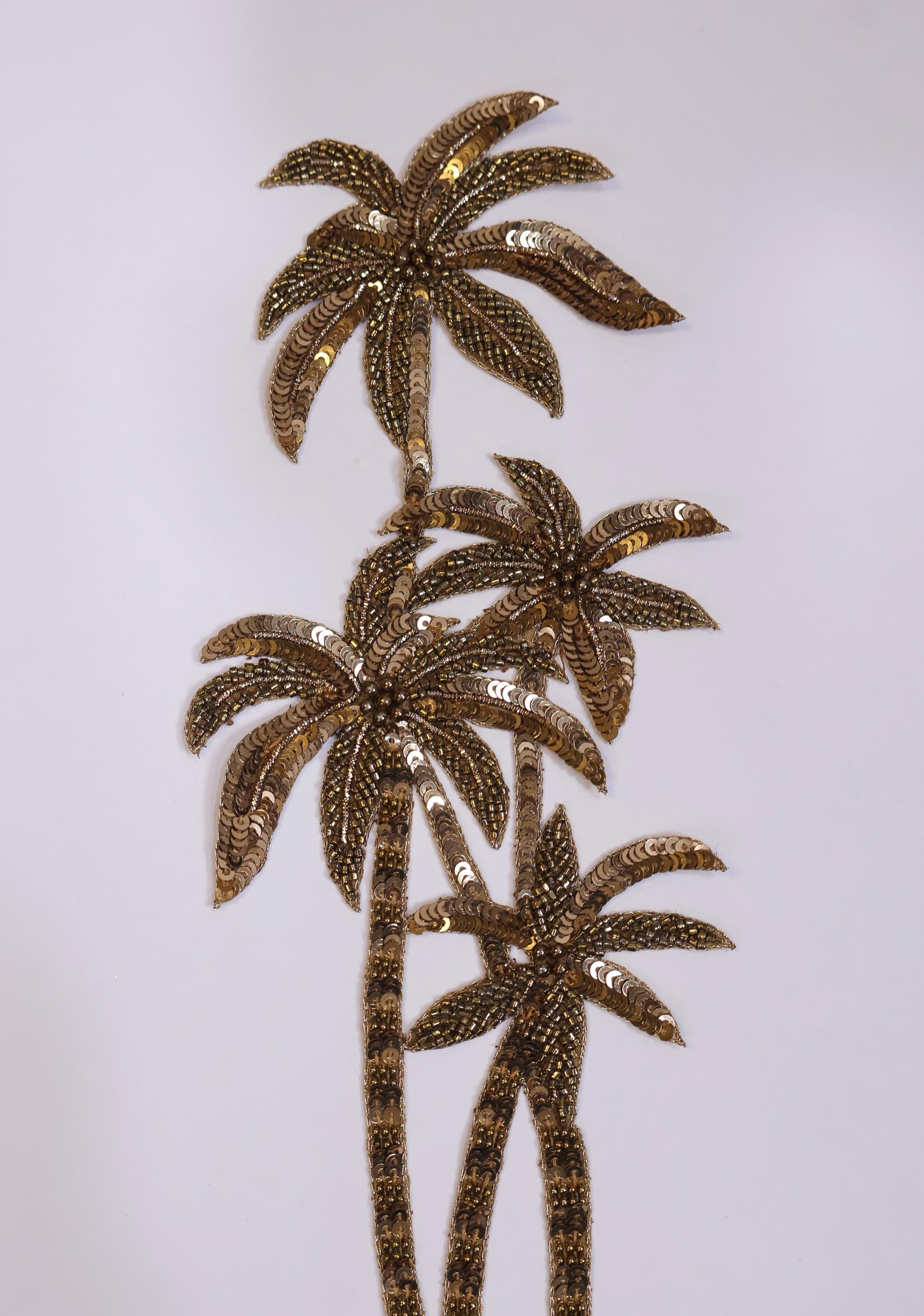 Gold Embroidered Tree Patch: Indian Floral Applique
