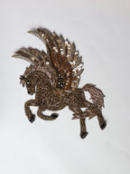 Gold Embroidered Horse Patch: Indian Handwork Sew-On Applique