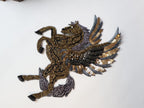 Gold Embroidered Horse Patch: Indian Handwork Sew-On Applique