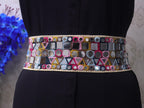 Mirrorwork Boho Waist Belt: Multicolor Embroidered Chain Belt