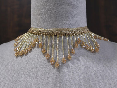 Gold Crystal Boho Choker: Handmade Festival Statement Collar