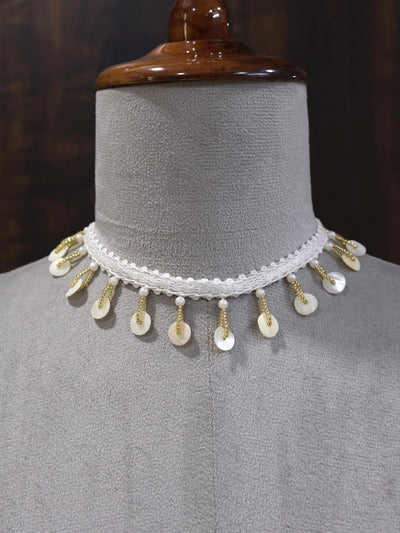 Coral Shell Pearl Choker: Handmade Boho Festival Jewelry