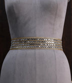Gilded Bloom Gold Linear Mirror Embellished Waist Belt, Ethnic Statement Jewelry
