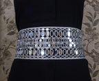 Metallic Silver Statement Waist Belt: Broad Chain, Adjustable Clasp