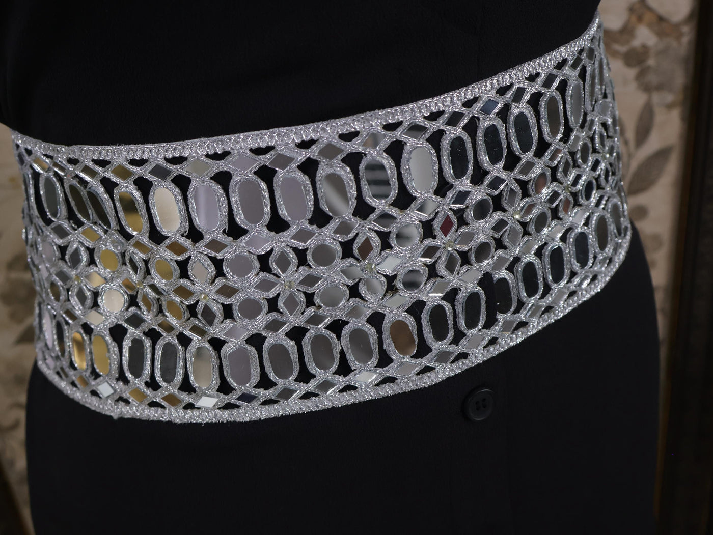 Metallic Silver Statement Waist Belt: Broad Chain, Adjustable Clasp