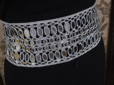 Metallic Silver Statement Waist Belt: Broad Chain, Adjustable Clasp