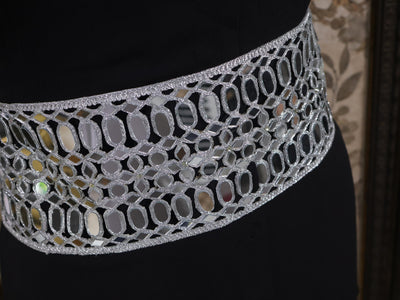 Metallic Silver Statement Waist Belt: Broad Chain, Adjustable Clasp