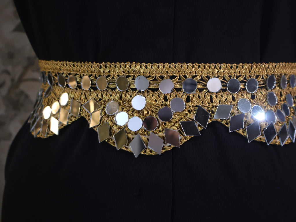 Bronze Gold Scalloped Mirror Waist Belt: Regal Cutwork Statement Jewelry