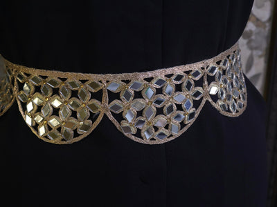 Rose Gold Mirrorwork Waist Belt: Handmade Saffron Festival Chain