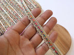 Multi Color Zircon Crystal Ribbon Trim: Zari Embroidery, Indian Sari Border