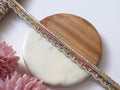 Multi Color Zircon Crystal Ribbon Trim: Zari Embroidery, Indian Sari Border