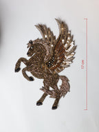 Gold Embroidered Horse Patch: Indian Handwork Sew-On Applique