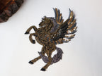Gold Embroidered Horse Patch: Indian Handwork Sew-On Applique