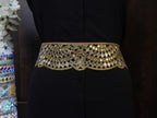 Antique Gold Mirrorwork Waist Belt: Adjustable Clasp, Classic Statement Jewelry
