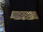 Antique Gold Mirrorwork Waist Belt: Adjustable Clasp, Classic Statement Jewelry