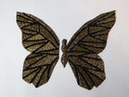 Embroidered Butterfly Applique Patch: Metallic Black & Silver Indian Design