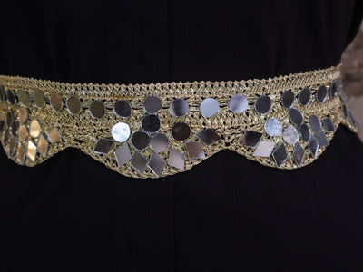 Gold Scalloped Mirror Waist Belt: Regal Cutwork, Adjustable Clasp