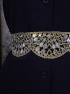 Antique Gold Mirrorwork Waist Belt: Scalloped Floral Design
