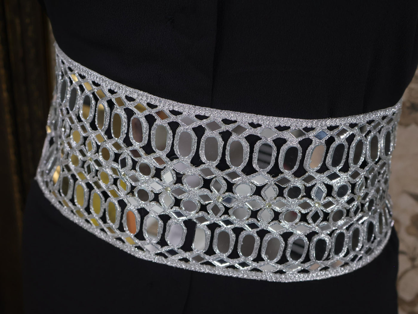 Metallic Silver Statement Waist Belt: Broad Chain, Adjustable Clasp