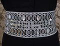 Metallic Silver Statement Waist Belt: Broad Chain, Adjustable Clasp