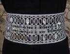 Metallic Silver Statement Waist Belt: Broad Chain, Adjustable Clasp