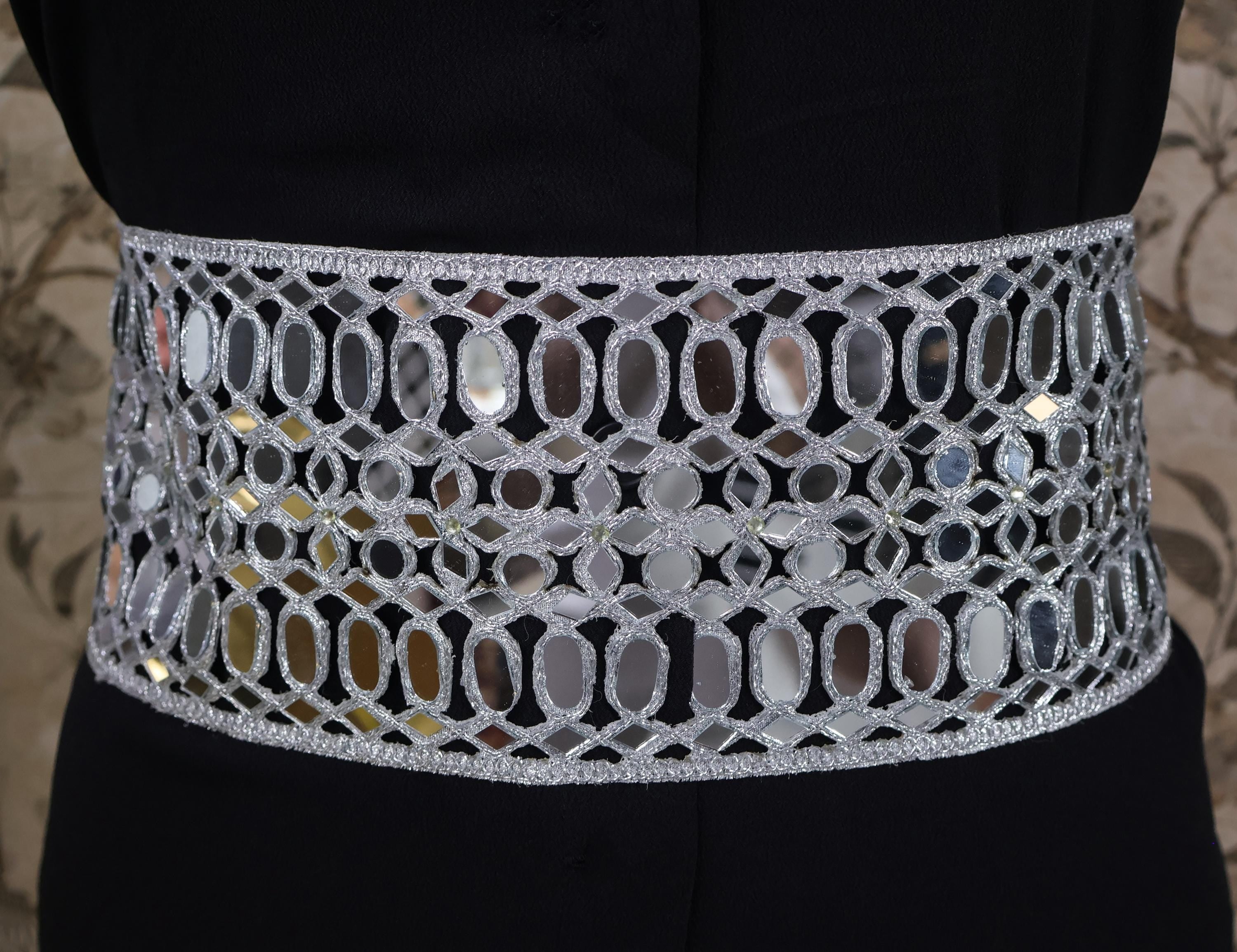 Metallic Silver Statement Waist Belt: Broad Chain, Adjustable Clasp