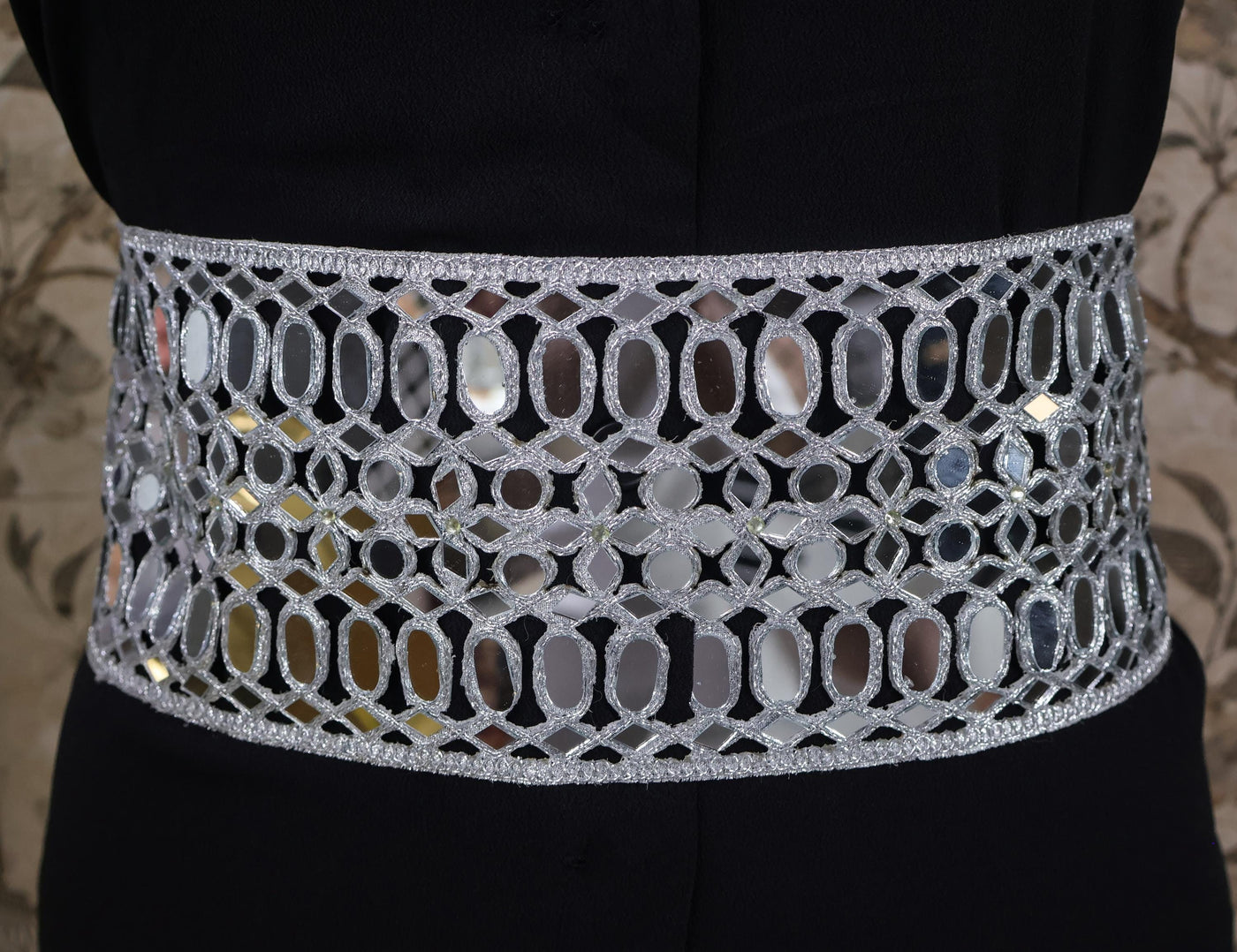 Metallic Silver Statement Waist Belt: Broad Chain, Adjustable Clasp