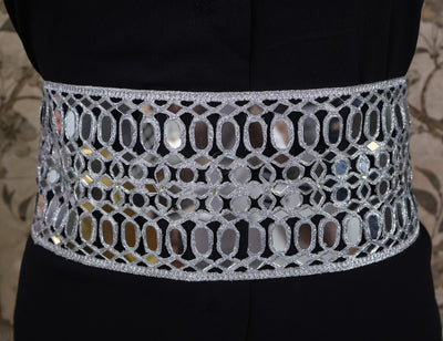 Metallic Silver Statement Waist Belt: Broad Chain, Adjustable Clasp