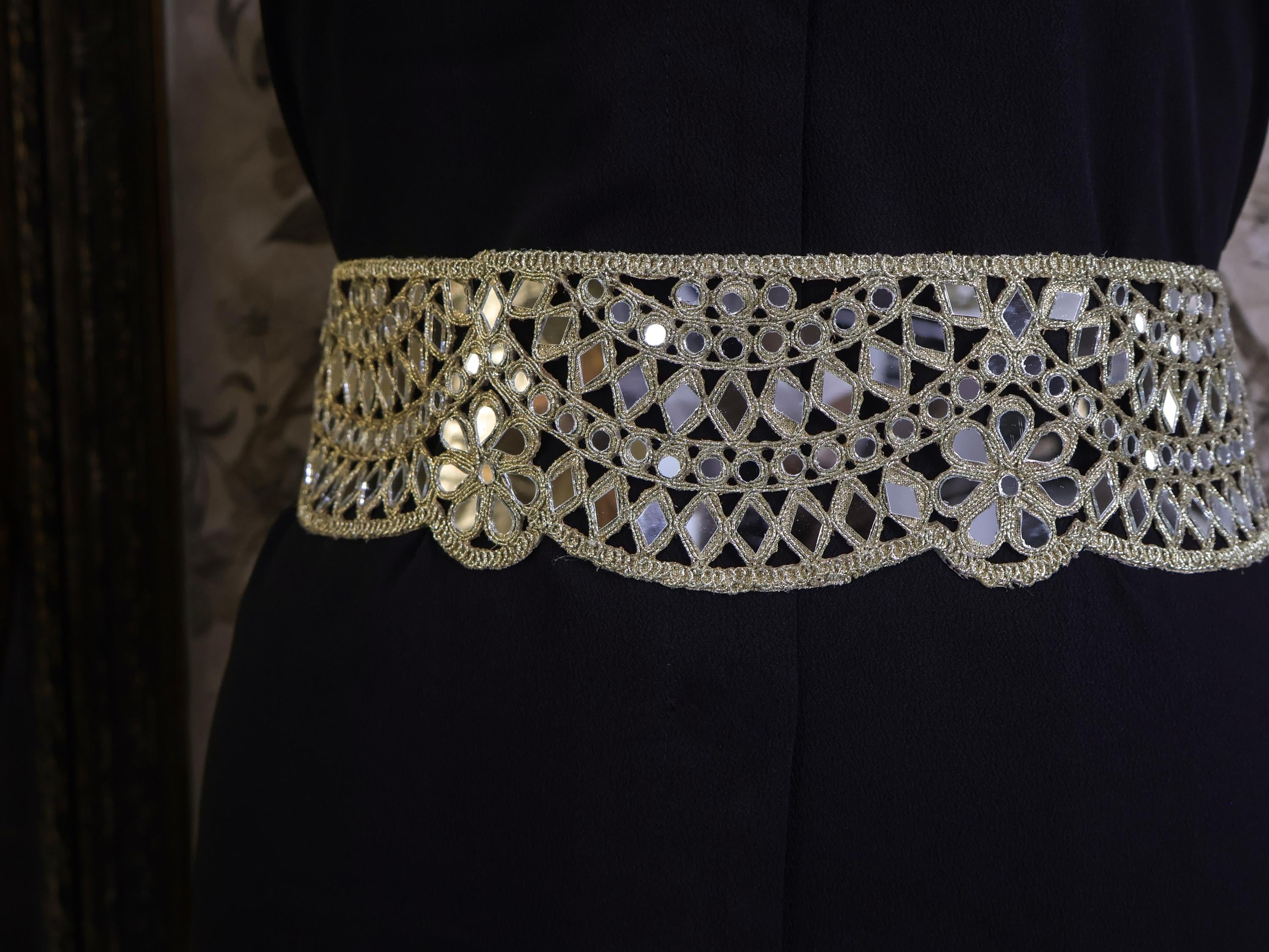 Mirrorwork Waist Belt: Antique Gold Metal Chain, Adjustable Statement Jewelry