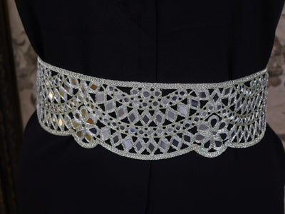Silver Mirrorwork Waist Belt: Boho Fashionista Statement Chain